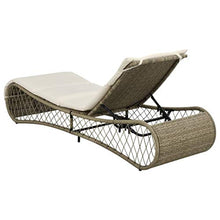FAMIROSA Lettino Prendisole con Cuscino in Polyrattan Grigio-4700