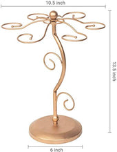 Supporto per bicchiere da vino da appoggio in metallo argentato da appoggio in metallo argentato elegante artistico a 6 ganci Stand per calici Sistema di essiccazione ad aria Albero Display-Tono rame