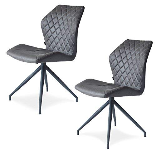 Damiware Rocky – Set di 2 sedie Sala da Pranzo Comfort Rivestimento in Tessuto (Stone)