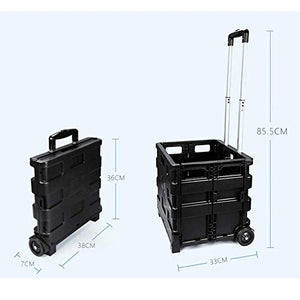 LIUJIE Carrello Utility con Carrello Pieghevole a Due Ruote con Scatola di immagazzinaggio del Tronco del Carrello Auto Leggero e Portatile, con Sedile, Peso Leggero, Nero,Rosso