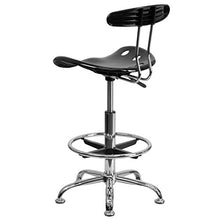 Flash Furniture Sgabello da Disegno con Seduta Stile Mezzadro, Nero Lucido e Cromo