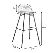 MJY Sgabello da bar di fascia alta Sgabello da bar in stile moderno Sedia da pranzo Gambe in acciaio nero e sedile in tessuto Sgabello con schienale alto Adatto per famiglia e affari,43 × 40 × 75 cm