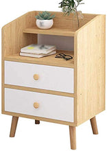 H-CAR Comodino Comodino Open Storage 2 cassetti Gambe in Legno massello Camera da Letto Armadietto Semplice 37X30X60CM Tavolino