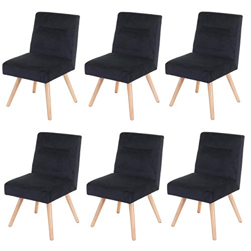 Mendler Set 6X sedie poltroncine Sala Pranzo Soggiorno HWC-F38 Design retrò Legno Velluto Nero