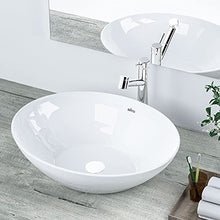 Signstek, lavandino da appoggio, in ceramica, 41 x 33 x 14 cm, lavabo rotondo, bianco, con bobina