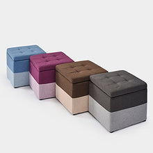 SHOP YJX Piedi Sgabello Scatola di immagazzinaggio Cubo Pouf Divano Sgabello Ottomano quadrato, Rivestimento in lino sfoderabile Sedile Imbottito Poggiapiedi per soggiorno Corridoio, 40x40x40cm, Marro