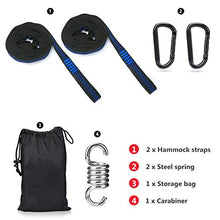 ASANMU Camping Hammock Accessori, 2 Pezzi Sistema di Sospensione Cinghie con 15 Passant, 2 Pezzi Moschettone Arrampicata,Sistema di Fissaggio o Cinghie di Supporto per Montare o Appendere Amaca