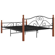 GOTOTOP 200 x 160 cm Giroletto in Metallo,Struttura Letto Matrimoniale,Piattaforma Letto Matrimoniale,Rete del letto,Montaggio facile,Nero e legno scuro