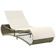 FAMIROSA Lettino Prendisole con Cuscino in Polyrattan Grigio-4700