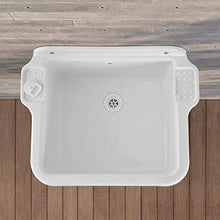 Pilozzo Lavatoio in Resina, 58x45 cm Bianco, con Portasapone, Ideale per Installazione a Muro