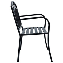 Tidyard Panchina da Giardino 125 cm Nera in Acciaio 125 x 53 x 84 cm Nero