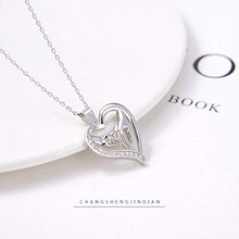 Baoxiaohed Collana in Argento Sterling, 925 Sterling Argento Stile Moda Mamma Mano nella Mano Collana, Adatta per La Festa della Mamma, Regali di Anniversario E Regali di Compleanno
