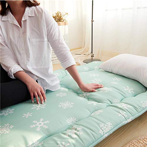 Topper Materasso Pieghevole Trapuntato, Dormire Tatami Materasso Thicken Pavimento Giapponese Materasso Futon Home,dormitorio Studentesco Traspirabilità-Verde Pieno