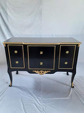 Louis XIV Louises Barock Rokoko - Cassettiera in stile antico, colore: nero con oro larghezza 135