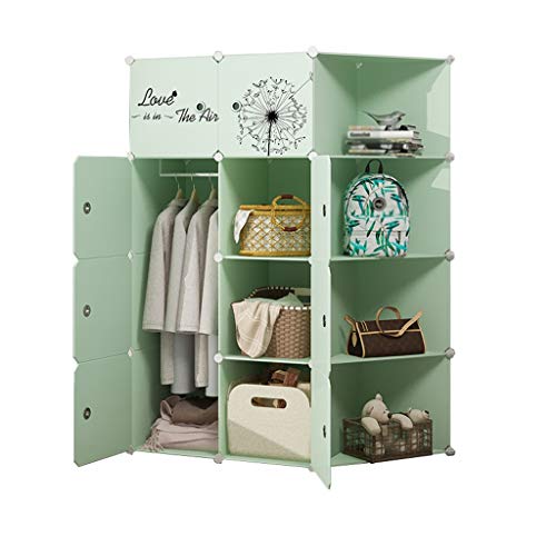 Locker 8-Portello dell'Armadio Guardaroba di Plastica 5-Gitter Angolo Scaffali Partizione Abbigliamento Home Camera Verde 111X47X147CM MUMUJIN