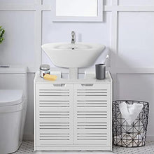 Mobile per Bagno Sottolavabo, Mobiletto per Lavandino, Mobile da Terra Bagno, Mobiletto Multiuso con Doppia Anta, Bianco, 60 x 30 x 60 cm