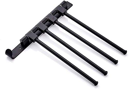 Portasciugamani con portasciugamani girevole in alluminio a parete con 4 bracci per riporre la cucina in bagno (nero)