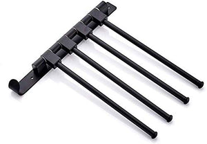 Portasciugamani con portasciugamani girevole in alluminio a parete con 4 bracci per riporre la cucina in bagno (nero)