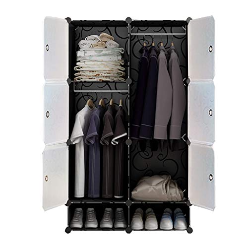 Locker Armadio Shoes-Bit 2-Hanging Supporto Rimovibile di Memorizzazione in Plastica Scaffali 6 Porte Abbigliamento Home Camera Nero 75X47X129CM MUMUJIN