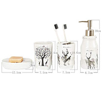 WYPDM Nordic Lavaggio Ceramica Set Elk Modello da Bagno 4 Pezzi collutorio Coppa Piatto di Sapone Supporto del Toothbrush Lotion Dispenser