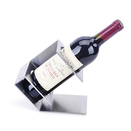 MSF Porta Bottiglie Porta Vino da appoggio in Acciaio Inox con portabottiglie, portabottiglie da Vino in Metallo da appoggio Portabottiglie da Vino, Perfetto per tavoli da Bar e da casa, 19 × 10 × 17