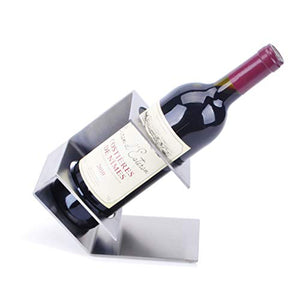 MSF Porta Bottiglie Porta Vino da appoggio in Acciaio Inox con portabottiglie, portabottiglie da Vino in Metallo da appoggio Portabottiglie da Vino, Perfetto per tavoli da Bar e da casa, 19 × 10 × 17