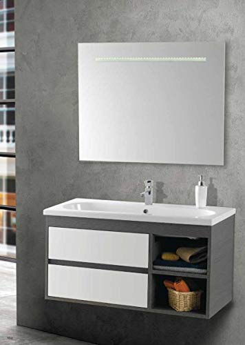 Set Mobile Lavabo Incasso Specchio LED Arredo Bagno Moderno Lussemburgo CERAMICHEMIRANDA-Tessuto