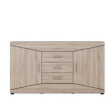 Homeface Diamond Sideboard 83-03 - Armadio per soggiorno, cassettiera / parte frontale / corpo: Sonoma Truffel / 2 ante, 4 scomparti, 3 cassetti, 151,3 x 84 x 39,9 cm, design moderno