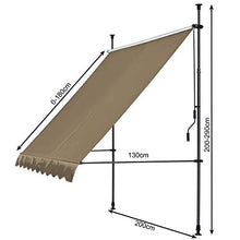 QUICK STAR Tenda da sole per balcone, 200 x 130 cm, colore beige, altezza regolabile da 200 a 290 cm, per balconi, senza fori