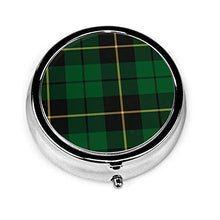 Wallace, contenitore rotondo per pillole in tartan a 3 scomparti, in metallo, per medicinali e vitamine, per viaggi all'aperto
