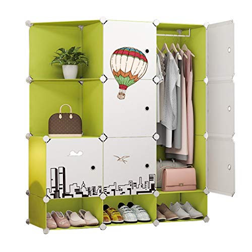 Locker 7 Porte Armadio Armadio Scarpe-Bit Hanging Archivi Rimovibili di Plastica 4-Gitter Angolo Scaffali Abbigliamento Home Camera Verde 111X47X129CM MUMUJIN