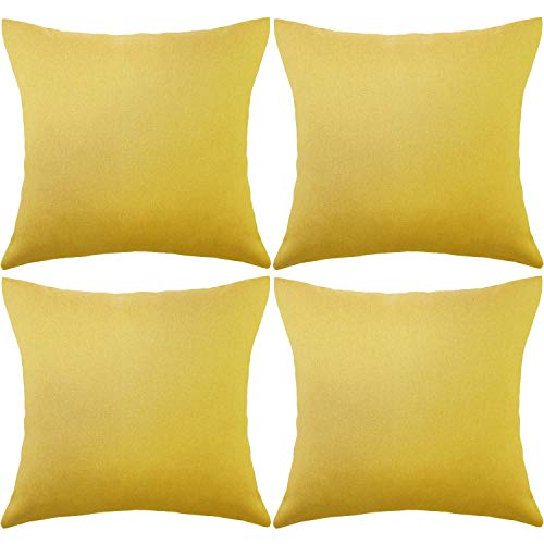 Set di 4 federe decorative per cuscino da giardino, per patio, balcone, impermeabile, con rivestimento in PU, per divano, patio, divano, tenda e balcone, 40 x 40 cm (giallo oro)