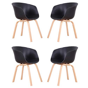Sedie da pranzo da cucina con braccioli Design ergonomico Sedie da scrivania per ufficio a casa per sala da pranzo Soggiorno Mobili per la casa Sedia da gioco Set di 2/4/6 (Black - Wooden Legs)