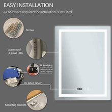 Specchio Rotondo A Muro Controluce LED, Specchio da bagno a LED, specchio a specchio a LED a LED 31x22 pollici Specchio a specchio retroilluminato con luci con display temporale, bordo lucido Frameles