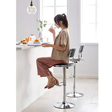 TopJiä Seggiola da Bar con Schienale con Poggiapiedi,Moderni Sgabelli da Bar Regolabile da Bar 60-80cm,Girevole Sedia Domestico Bar Seggiolone,Cromo Base Portante di Carico 150kg
