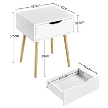 Yaheetech Set 2 Comodino Camera da Letto Bianco Comodino con Cassetto Gambe in Legno Mobiletto Organizzatore da Letto 48,5 x 41 x 57,5 cm Tavolini d'Appoggio Tavolino Lato Moderno da Divano Salotto