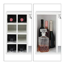 relaxdays Scaffale Portabottiglie, Grande, con Porta Calici, Cantinetta per 8 Bottiglie HxLxP: 42 x 52 x 28 cm, Bianco, Truciolato