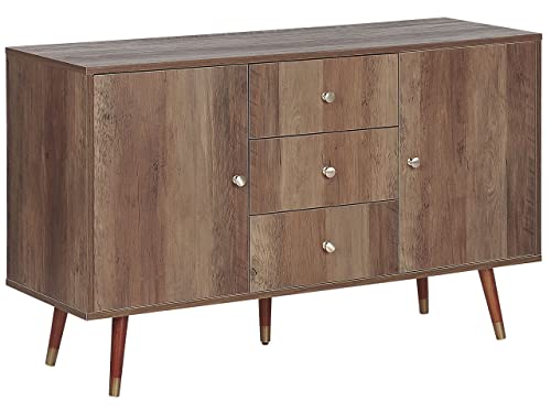 Beliani Credenza Rustica con Cassettiere ed Ante in Legno Chiaro Ulika