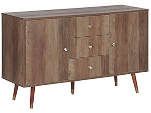 Beliani Credenza Rustica con Cassettiere ed Ante in Legno Chiaro Ulika