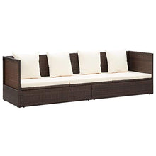 vidaXL Lettino Prendisole da Giardino Cuscini in Polyrattan Marrone