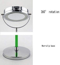 Specchio Girevole a Doppio Lato in Piedi 360 Gradi Girevole a 360 Gradi 3X amplificato Trucco Illuminato