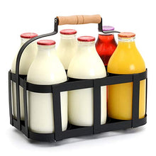 CKB LTD - Porta bottiglie di latte in filo di acciaio verniciato a polvere, può contenere 6 bottiglie di latte, da poggiare vicino alla porta, tradizionale, mis. 25 x 27 x 19 cm