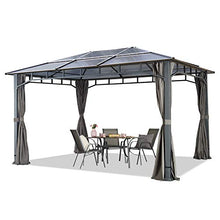 Gazebo da Giardino 3x4 m Telaio in Alluminio Tetto in Policarbonato da ca. 8mm Gazebo da Giardino 4 Teli Laterali Color Grigio