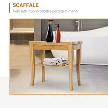 homcom Sgabello da Bagno in Bambù Naturale con Ripiano Portaoggetti per Anziani e Disabili Portata 100kg 47.5x26x44.5cm