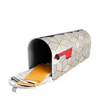 Elisabeth Fredriksson - Cover magnetica per cassetta postale, design unico, motivo cubi bianchi e navy, per decorazione giardino, dimensioni standard, 53 x 45 cm
