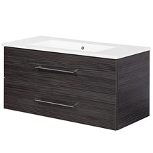 FACKELMANN B.Perfekt - Set di mobili da bagno 3 pezzi, con lavabo in ceramica da appendere, 100 cm e armadietto a specchio a LED