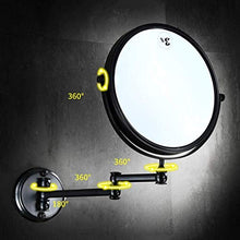 LBWARMB Trucco Specchio con luci Specchio di Bellezza di Montaggio a Parete Double Sided Makeup Specchio con ingrandimento 3X, 8-inch Metallo Ottone Pieghevole telescopica Bathroom Specchio, Nero