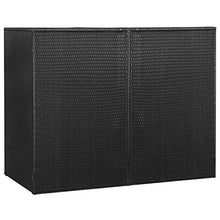 OUSEE Copribidone Doppio per Spazzatura Nero 153x78x120 cm Polyrattan