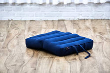 Leewadee Cuscino Pieghevole Thai: Cuscino da Meditazione con Passante, Tappetino per Interni ed Esterni in kapok Ecologico, 42 x 42 cm, Blu