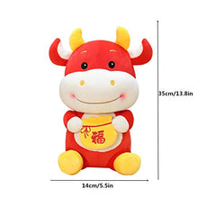 2021 Capodanno cinese bue peluche giocattolo, peluche bue bestiame peluche Capodanno farcito animale giocattolo mascotte bambola, souvenir zodiacale cinese regalo fortunato (14-16") A-giallo